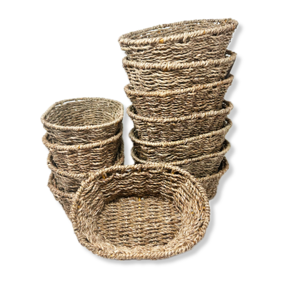 12 Pack - Michaela Small Oblong Sea Grass Utility Basket 9in